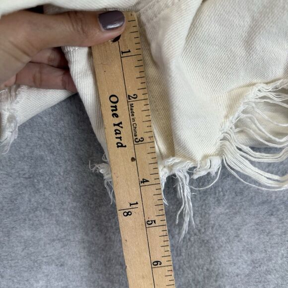 Free People Shorts Womens 30 Distress Denim Jean White Cut Off Button Fly We The - Picture 5 of 13